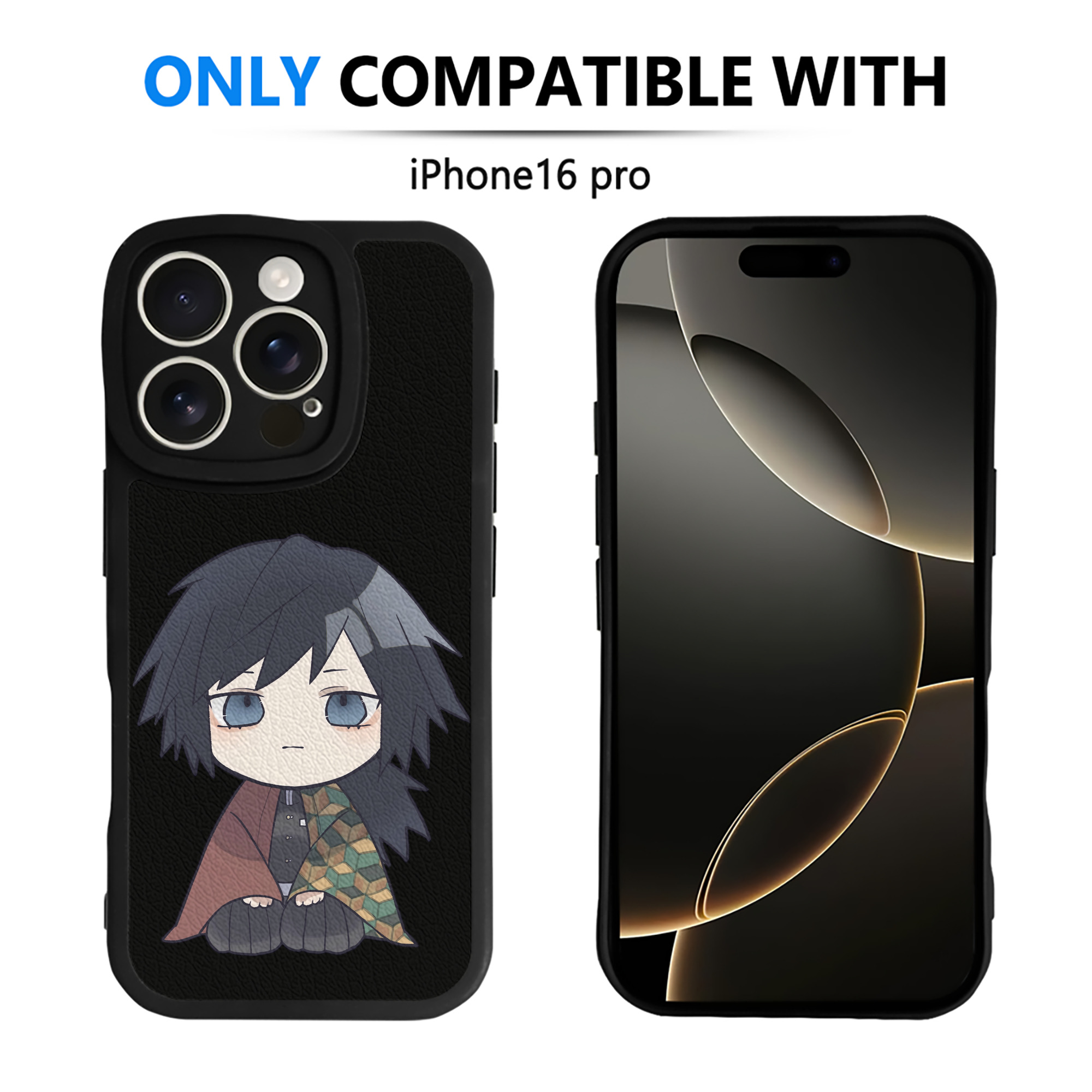 （画像用） 鬼滅の刃（きめつのやいば）水柱-冨岡 義勇／とみおか ぎゆう Tomioka Giyuu 【iPhone 16シリーズ対応】シリコンスマホケース（レザー調） 材質：シリコン